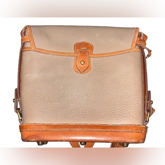 Vintage Dooney & Bourke Brown Pebbled Leather Tan Trim Purse Bag Satchel *Flaws* - Picture 2 of 6